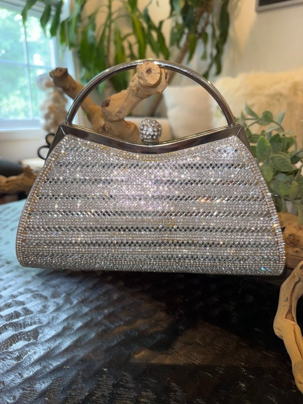 Silver and Rhinestone Evening Bag/Clutch